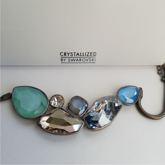 AUTHENTIC Swarovski Crystallized Green & Blue Multicolor Collar Necklace NWT - Picture 8 of 10